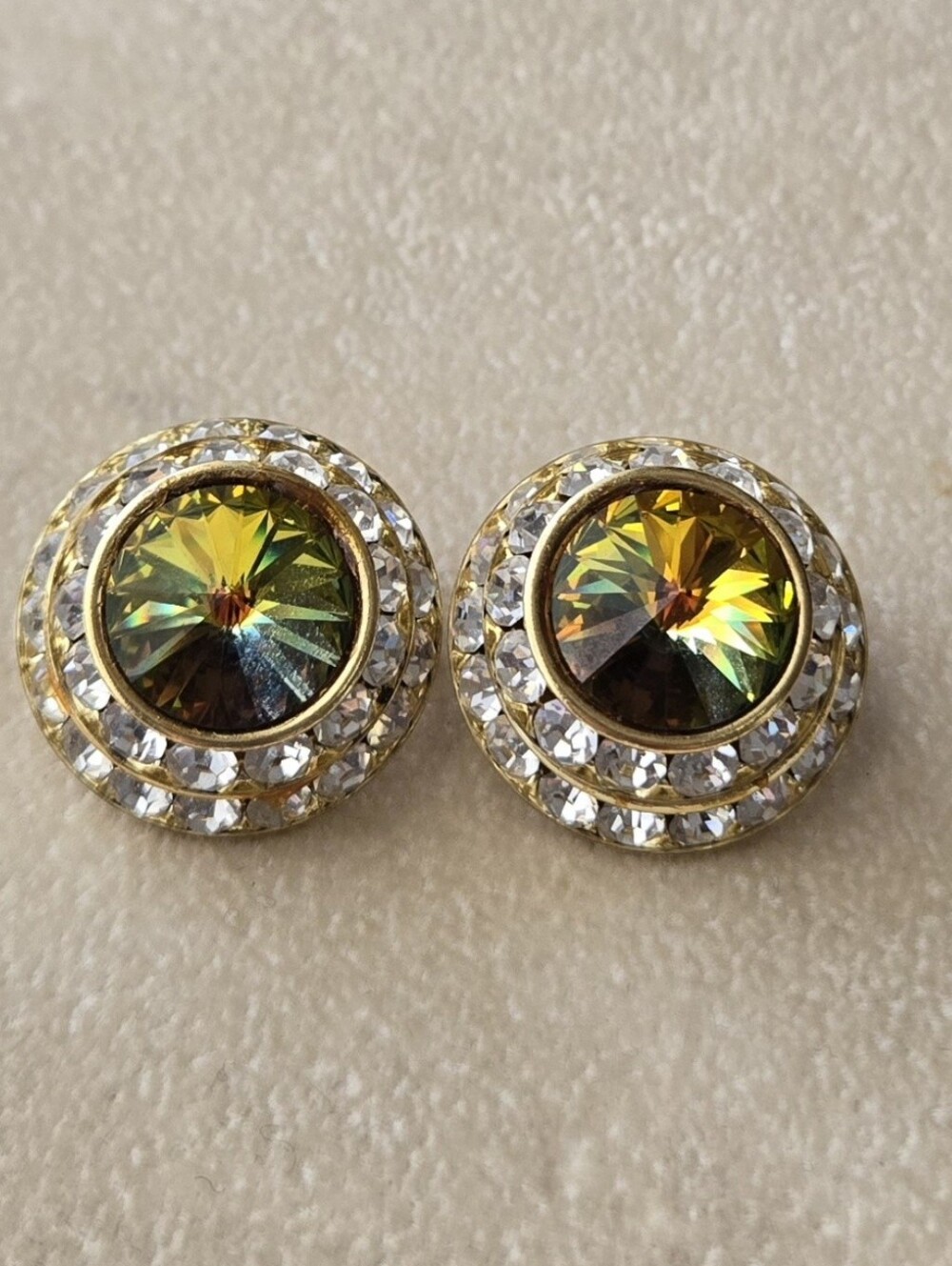 Vintage Clip-On Rivoli Halo Earrings